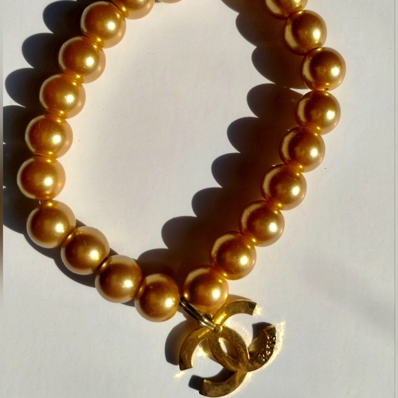 Golden Pearl 4pc Fashion Charm Bracelet Set, rhinestones, Dangle Charms *NEW* - Picture 4 of 6